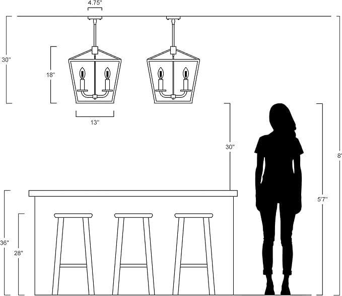 JONATHAN Y 13" Oil Rubbed Bronze/Faux Wood 4-Light Farmhouse Lantern Pendant Light, LED Cage Chandelier for Kitchen Island, Foyer, Entry, Metal Wood Finish Shade, Bulbs Included (JYL1322A)