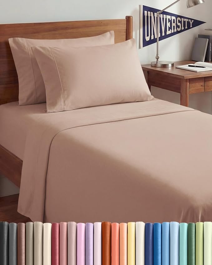 Twin XL 4 Piece Sheet Set - Comfy Breathable & Cooling - Ultra Soft Hotel Luxury Bedding Set w/ 8-16 Inch Deep Pockets - 1 Flat & 1 Fitted Sheet & 2 Pillowcases - Wrinkle Free and Easy Care - Mauve