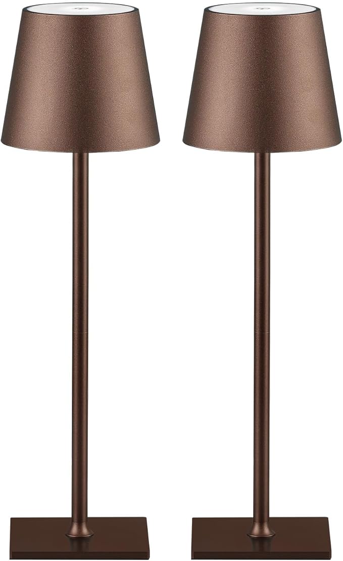 CHLORANTHUS 2 Pack Cordless Table Lamps, 3 Colors Stepless Dimming, 5000mAh Rechargeable Battery LED Desk Lamp for Bedroom/Couple Dinner/Desk/Cafe/Dining Room/Terrace