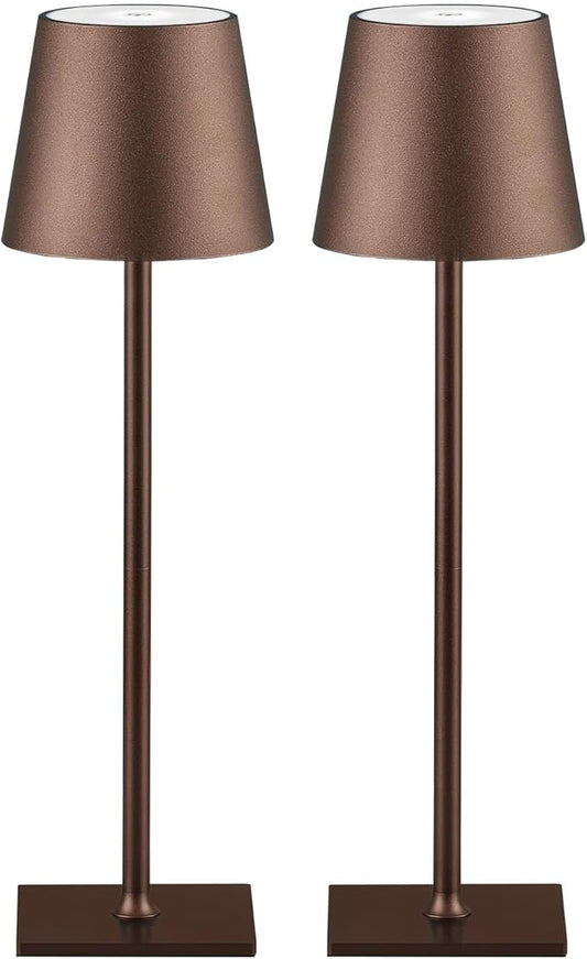 CHLORANTHUS 2 Pack Cordless Table Lamps, 3 Colors Stepless Dimming, 5000mAh Rechargeable Battery LED Desk Lamp for Bedroom/Couple Dinner/Desk/Cafe/Dining Room/Terrace