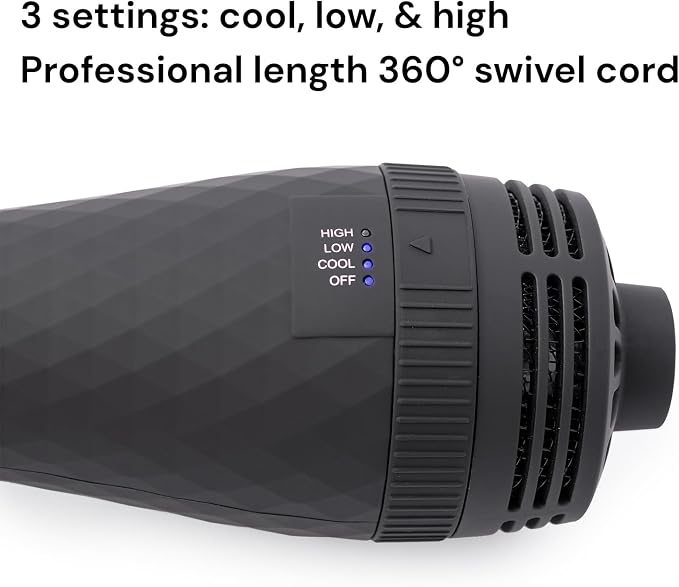 L'ANGE HAIR Le Volume 2-in-1 Titanium Blow Dryer Brush | Frizz Control Blowout Hair Dryer Brush For Drying And Straightening | Volumizing Hot Air Styler For All Hairstyles | Oval Barrel | Black - 60mm