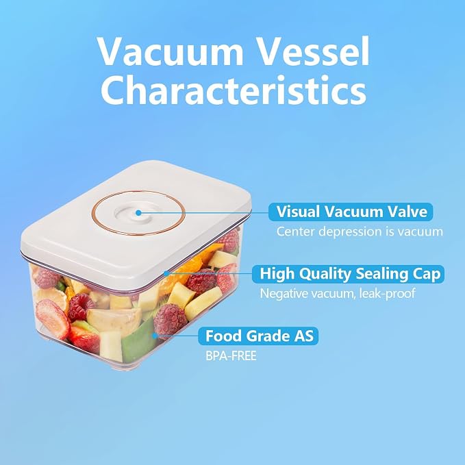 Vixino Vacuum Seal Containers, 3Pcs Reusable Food Storage Containers with Lids for Meal Prep and Freezer,BPA-Free，Microwave Safe，Leak-proof,Airtight (Vacuum Sealer Not Included)