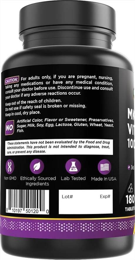 Oxify MK-7 Vitamine K2 100 mcg | 180 Comprimés | Sans Gluten, Sans OGM | Supplément Fabriqué aux États-Unis