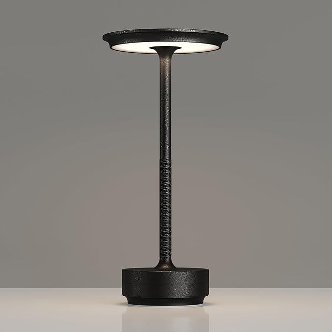 TBBGA 1 Pack Rechargeable Table Lamps Cordless, Portable 5000mAh Outdoor Table Light, 3 Color Stepless Dimming LED Table Lamp with Memory Function, for Home/Dinner/Patio/Restaurant.(Diamond Black)
