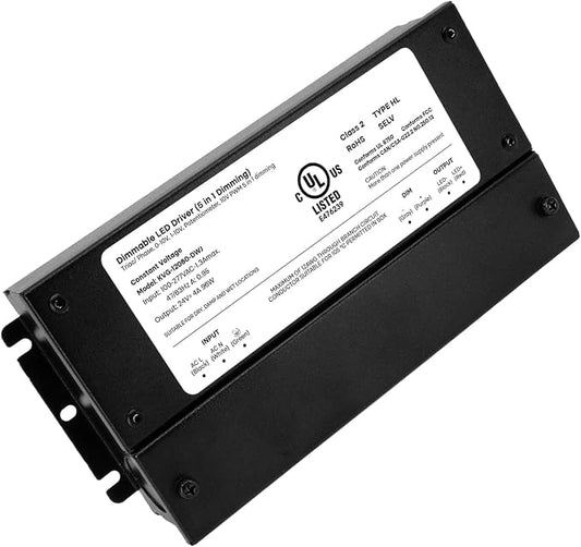 HitLights 24V 96W Dimmable LED Driver – Smooth Flicker Free Dimming – TRIAC, 0-10V, Phase Cut, & 10V PWM – Compatible with Lutron and Leviton Dimmer Switches, UL Listed, Class 2, 100-277V AC – 4A DC