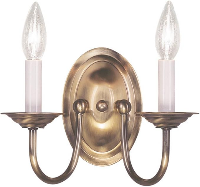 Livex Lighting 4152-01 Home Basics 2 Light Antique Brass Wall Sconce