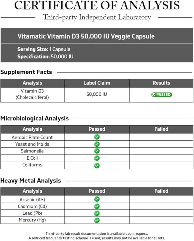 Vitamatic 3 Pack Vitamin D3 50,000 IU (as Cholecalciferol), Once Weekly Dose, 1250 mcg, 60 Veggie Capsules 1 Year Supply, Progressive Formula Helping Vitamin D Deficiencies
