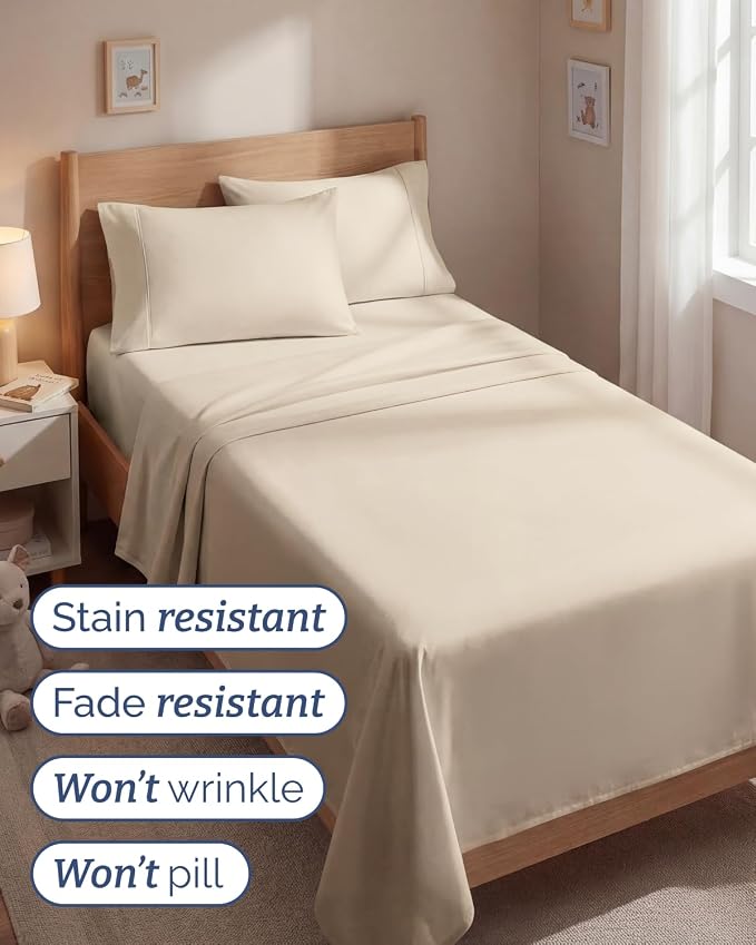 Twin 4 Piece Sheet Set - Comfy Breathable & Cooling - Ultra Soft Hotel Luxury Bedding Set with 8-16 Inch Deep Pockets - 1 Flat & 1 Fitted Sheet & 2 Pillowcases - Cozy, Wrinkle Free & Easy Care - Wheat