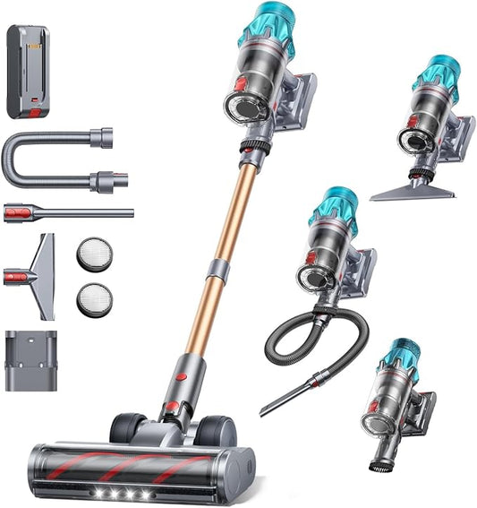 Cordless Vacuum Cleaner 650W/55Kpa, Stick Vacuum Cleaners 70 Mins Max Runtime with Charging Dock, Self-Standing Handheld Vacuum with Touch Display, 6-in-1 Vacuum Cleaner for Carpet/Hard Floor/Pet Hair