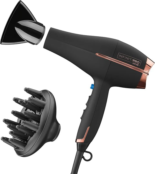 Conair InfinitiPRO AC Motor Pro Hair Dryer | Professional Ionic Ceramic Blow Dryer for Faster, Frizz-Free Drying on All Hair Types, Black, 650AMZL