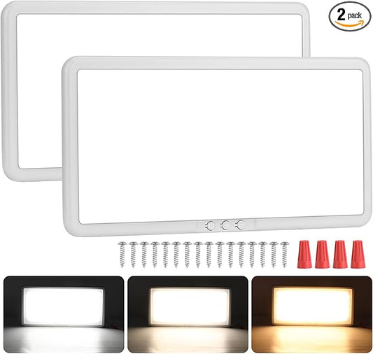 RVZONE RV Lights Interior 12V Super Size 16.1" x 8", 3 Color 360 LEDs Dimmable RV LED Lights Ceiling Dome Light 2200LM RV LED Fixture Warm Cold Natural Light for Car/RV/Trailer/Camper/Boat