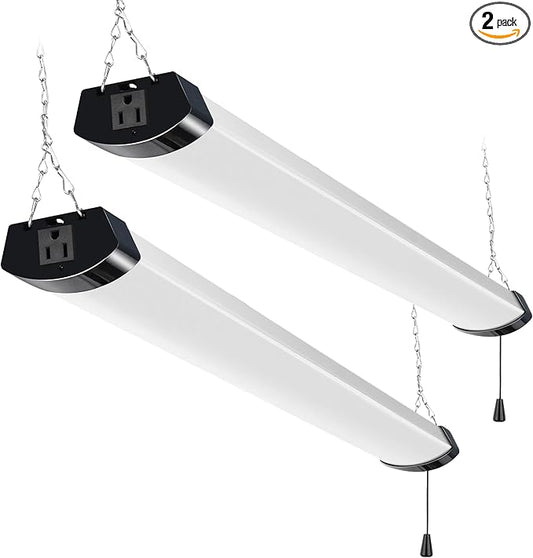 hykolity 4FT 120W LED Shop Light Linkable, 13000lm(400w Equivalent), 5000K Utility Shop Lights for Garages, Workshops, Basements, Hanging or FlushMount, with Power Cord and Pull Chain, ETL, 2 Pack