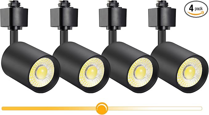 VANoopee 10W Dimmable LED Track Lighting Heads H Type Track Light Replacement Fixtures Bright 3000K Warm White Ceiling Spotlight for Accent Task Art, Flicker Free CRI90+ 24° 800lm Black, Pack of 4