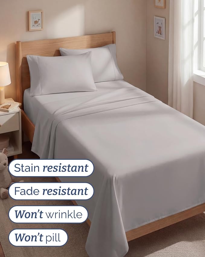 Twin 4 Piece Sheet Set - Comfy Breathable & Cooling - Ultra-Soft Hotel Luxury Bedding Set with 8-16 Inch Deep Pockets - 1 Flat & 1 Fitted Sheet & 2 Pillowcases - Wrinkle Free & Easy Care - Light Grey