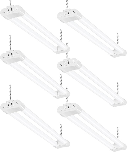 hykolity 6 Pack LED Shop Light, 2FT 22W [200W Equivalent], 2400lm, 5000K Daylight, with Plug,Linkable Led Garage Ceiling Lights, Workshop,Hanging or Surface Mount, White