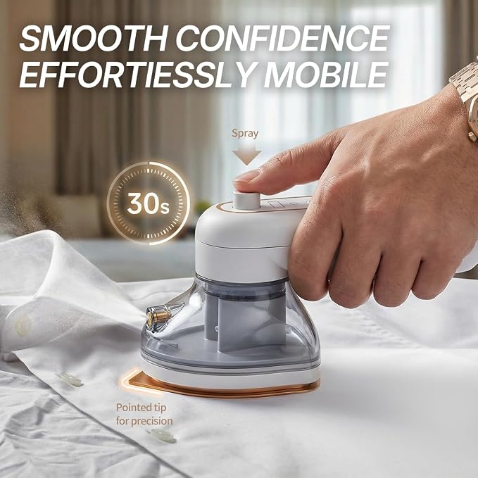 Cordless Handheld Iron, Portable Travel Iron Cruise Approved, USB-C Rechargeable Compact Iron for Spray Assist Dry Ironing with Precision Tip for Clothes，2026 Upgrade
