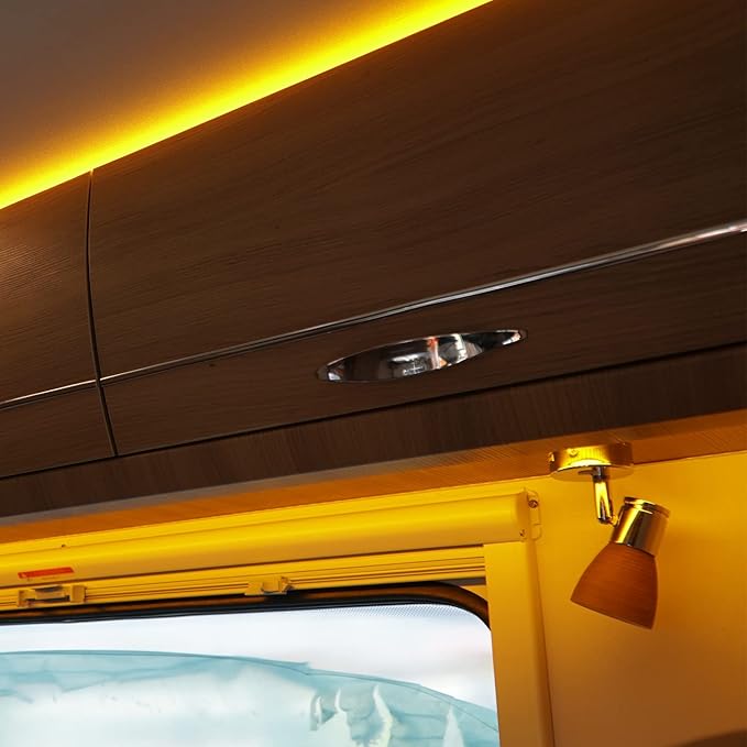 THALASSA Small 12V Boat Reading Lights - RV Interior Bedside Lights with Adjustable Warm White Brightness & Touch Switch, Surface-Mounted on Camper Motorhome Caravan Indoor 2.55“Diameter Light Base