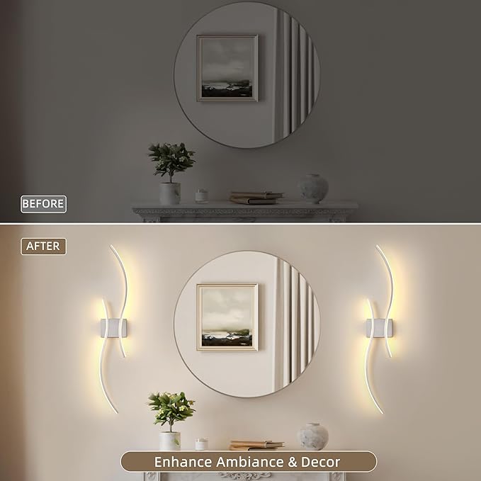 Battery Operated Wall Sconce Set of 2, Dimmable Modern LED Rechargeable Wall Light with Remote Control, Wall Decor for Living Room, Hallway, Quick Install, No Electrician Required