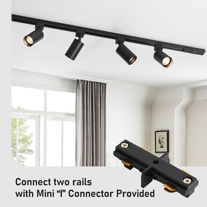 8-Light LED Track Lighting Kit with 6.6FT H Track Lighting Rails & Floating Canopy Connector, GU10 Track Light Kit, Modern Kitchen Track Lighting Fixtures Ceiling Spot Light, Black (No Bulbs)