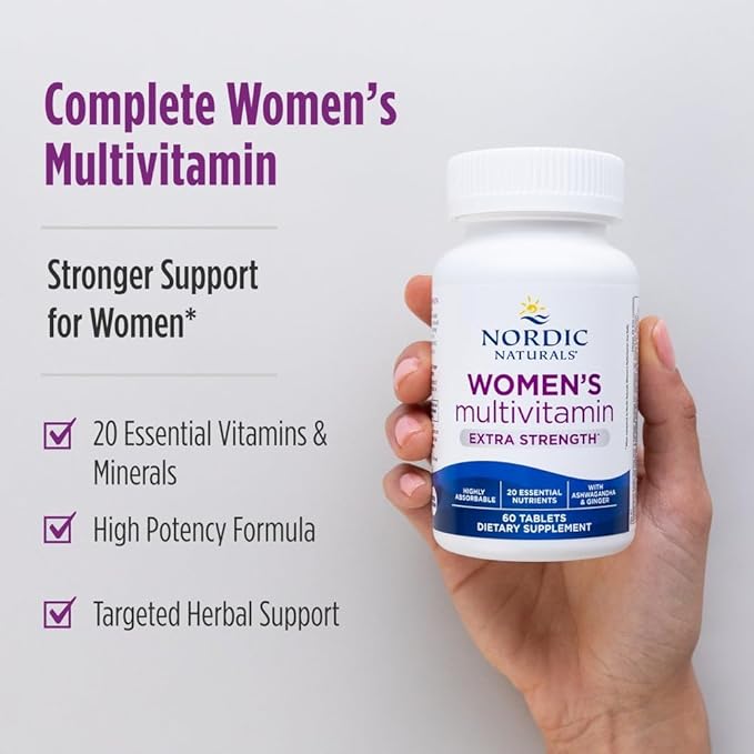 Nordic Naturals ウィメンズマルチビタミン エクストラストレングス - 肌、髪、エネルギー、骨のサポート - 免疫サポートサプリメント - 20種類の必須栄養素配合 - 60粒 - 30回分