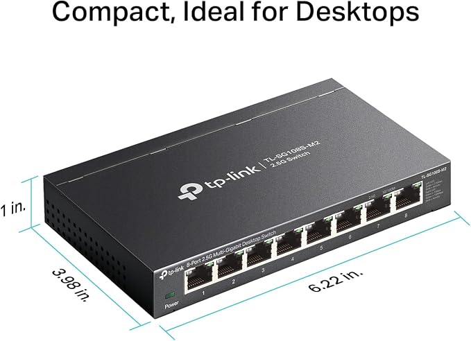 TP-Link TL-SG108S-M2 | 8-Port Multi-Gigabit 2.5G Ethernet Switch | Unmanaged Network Switch | Ethernet Splitter | Plug & Play | Desktop/Wall Mount | Silent Operation