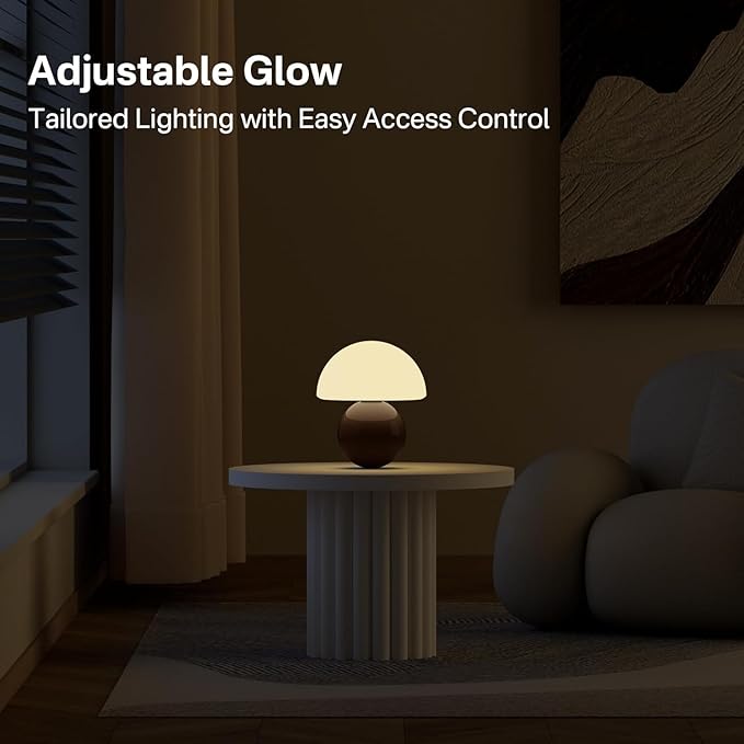 Dawnwake Mushroom Lamp Table Lamp for Bedroom,Desk Bedside Small Lamps for Living Room Night Stands,Mushroom Decor Cute Mini Modern Mid Century Lamps,Unique Aesthetic Home Living Room Decor(Coffee)