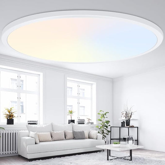 Brightever 19 Inch Large Flush Mount Ceiling Light Fixtures, 4200LM 420W Equivalent, 2700K-6500K Selectable, 0.67 Inch Extremely Thin 36W Modern Dimmable Flat LED Ceiling Lights for Bathroom, 1 Pack