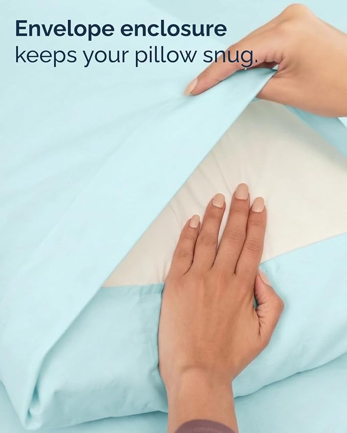 Twin 4 Piece Sheet Set - Comfy Breathable & Cooling - Ultra Soft Hotel Luxury Bedding Set w/ 8-16 Inch Deep Pockets - 1 Flat & 1 Fitted Sheet & 2 Pillowcases - Wrinkle Free and Easy Care - Spa Blue