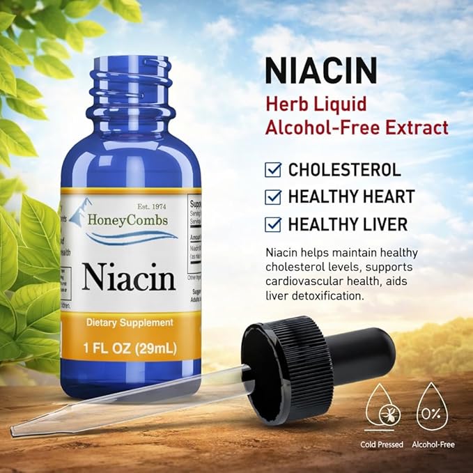 Vitamine B3-Niacine 80 mg Équivalent Niacine Gouttes – Gouttes de Niacine Liquide Vitamine B – Supplément de Niacine Sans Alcool, Sans OGM 30ml
