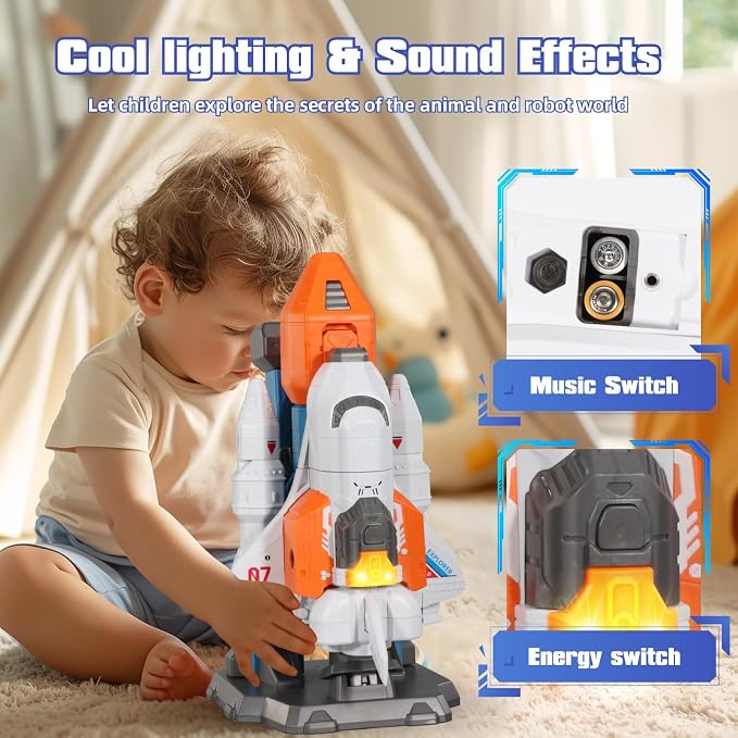 MIEBELY Magnetic Transform Robot Toy, 3 in 1 Large STEM Construction Transforming Toy for Toddlers, Kids Action Figure Robot for Boy and Girls, Education Gifts for Kid 3 4 5 6 7 Birthday Christmas