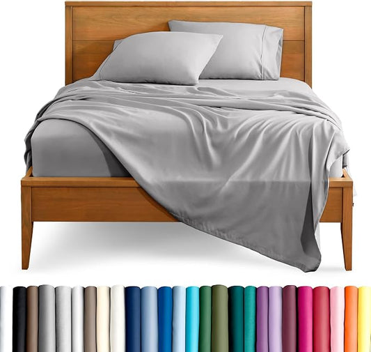 Bare Home Split California King Sheet Set - 1800 Ultra-Soft Microfiber Bed Sheets - Double Brushed - Deep Pockets - Easy Fit - 5 Piece Set - Bed Sheets (Split Cal King, Light Grey)