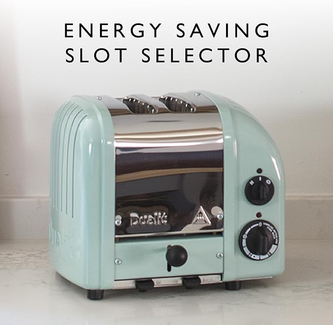 Dualit Classic 2 Slice NewGen Toaster - Stainless Steel - Hand Built in the UK - Replaceable ProHeat elements - Defrost Bread - Mechanical Timer - Eucalyptus Classic Toaster