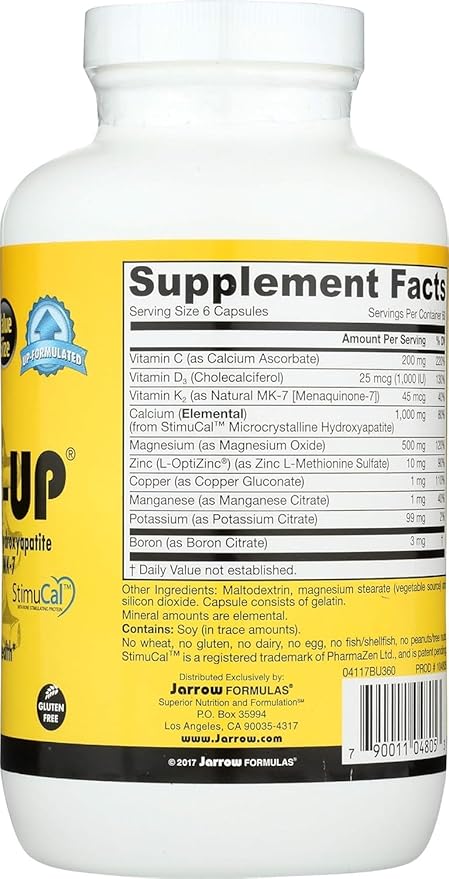 Jarrow Formulas BoneUp pour la densité osseuse - Vitamines D3 et K2, soutien du calcium, 360 gélules, favorise la nutrition du squelette, jusqu'à 60 jours d'approvisionnement (lot de 2)