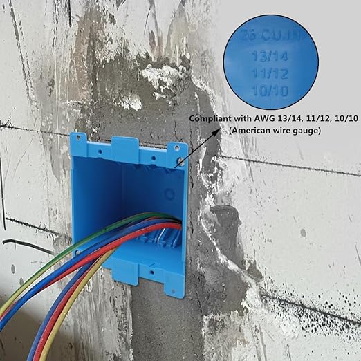 2-Gang Old Work Box,Blue,Plastic Junction Box for Switches, Old Work 2 Gang Outlet Box with Adjustable Mounting Tabs and Flanges for Residence,ETL Listed,AWG Standard(Pack of 3)