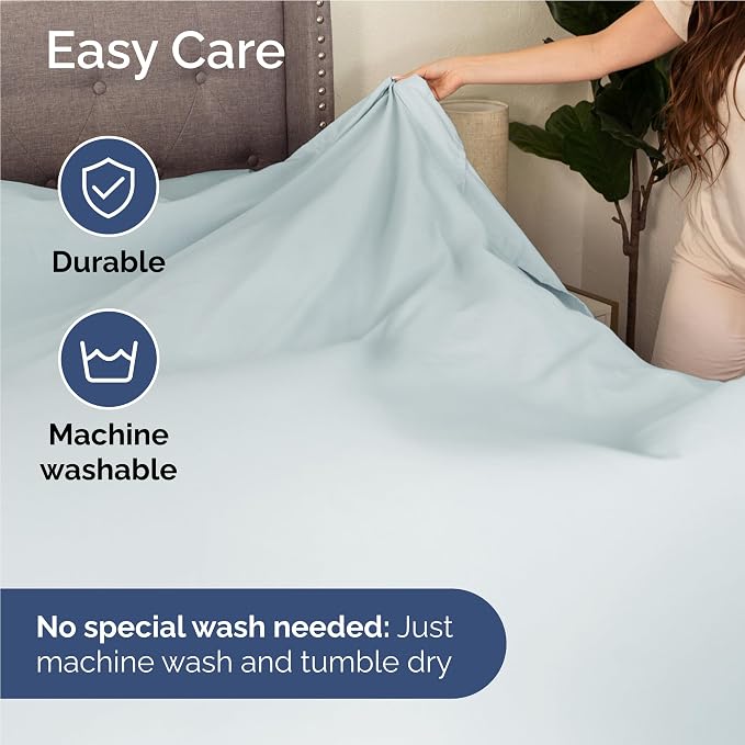 Full 6 Piece Sheet Set - Comfy Breathable & Cooling - Ultra Soft Hotel Luxury Bedding Set w/ 8-16 Inch Deep Pockets - 1 Flat & 1 Fitted Sheet & 4 Pillowcases - Wrinkle Free and Easy Care - Ice Blue