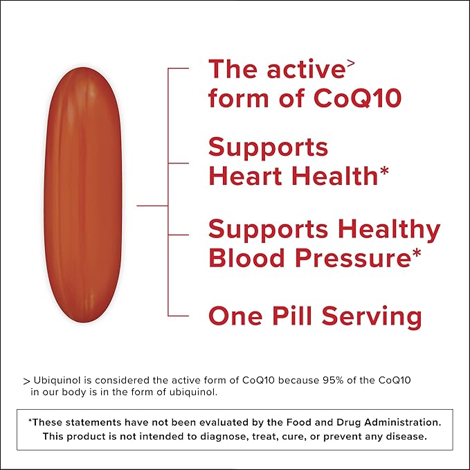 Qunol Ubiquinol CoQ10 200mg Softgels, Powerful Antioxidant for Heart and Vascular Health, Essential for Energy Production, Natural Supplement Active Form of CoQ10, 120ct Softgels