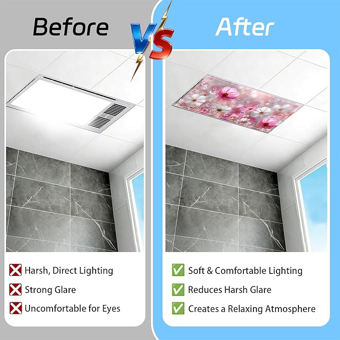 4 Pack 2x4 FT Magnetic Fluorescent Light Covers, Ceiling Light Filters for Classroom Office Home Hospital, Easy Install Decorative Drop Ceiling Panels