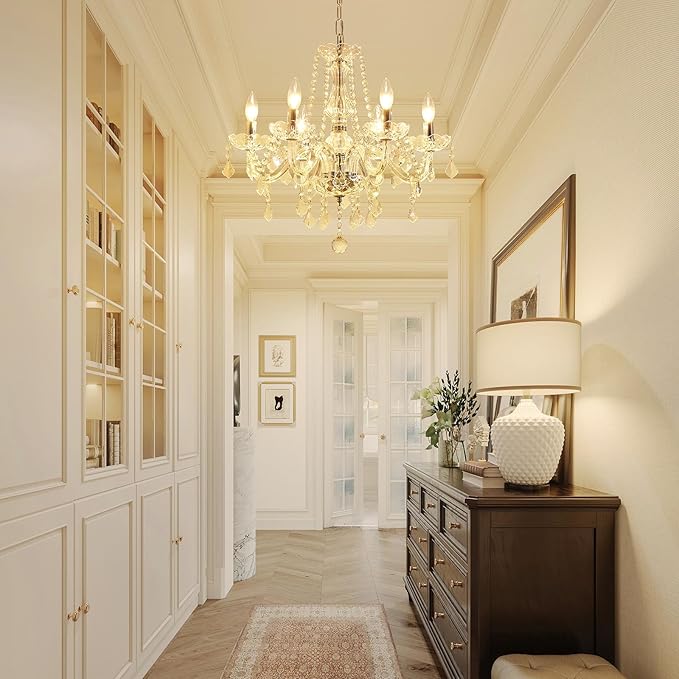 Crystal Chandelier Light Fixture, Modern K9 Crystal Chandelier Dining Room Light Fixture, Crystal Pendant Ceiling Light for Bedroom Modern Lighting Fixture for Living Room Kitchen Island Hallway