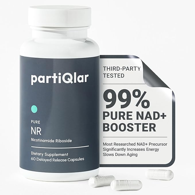 Supplément NR partiQlar - Capsules de Nicotinamide Riboside Haute Pureté - Booster de NAD+ pour l'Anti-Âge, l'Énergie Cellulaire et la Réparation - Alternative au NMN - 60 Capsules Végétales