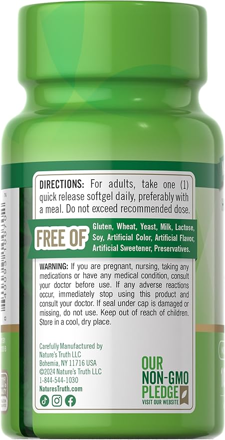 Nature's Truth D3 Vitamin 10,000 IU Softgels Supplement | 100 Count | High Potency Formula | Non-GMO and Gluten Free