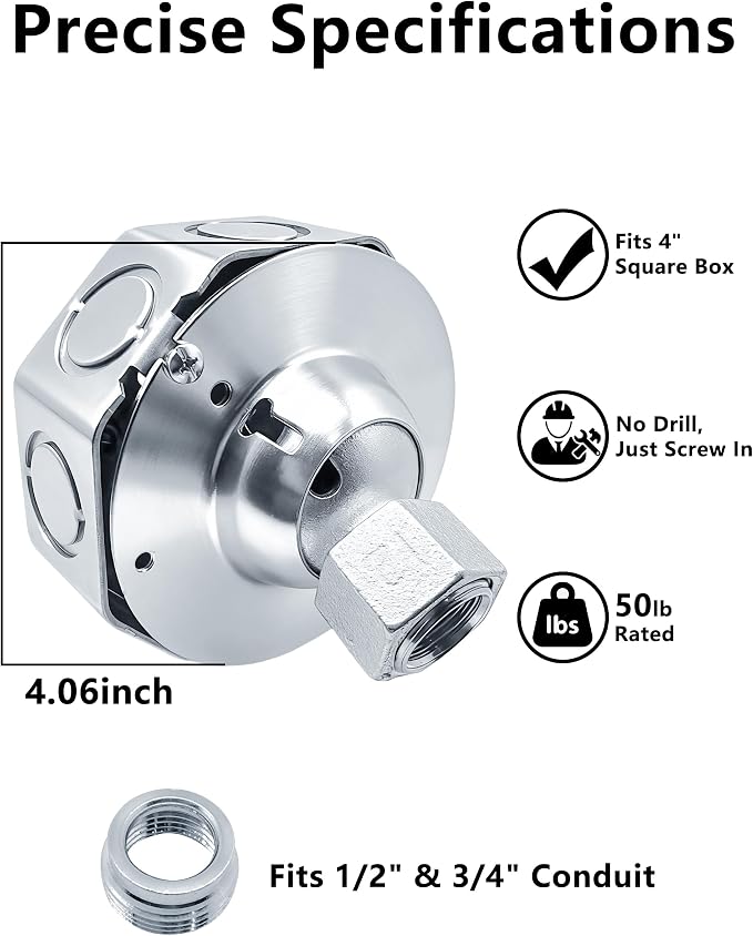 SIHAI 2-Pack 4” Round Swivel Cover, Heavy Duty Pendant Fixture Hanger for Mounting Fixtures on Flat/Sloped Ceilings, Fits 4" Round/Octagon Electrical Box