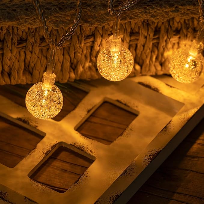 AWQ 100 LED 49 FT Globe Ball String Lights Crystal Bubble Ball Fairy String Lights Plug in with Remote 8 Modes Extendable for Indoor Outdoor Wedding Christmas Tree Garden Decor (Warm White)