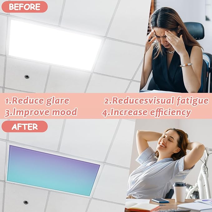 8 Pack Fluorescent Light Covers with 80 Magnets Decorative for Classroom Ceiling Light 4 x 2 Feet Magnetic Lights Covers Filter Easy Install for Office School Hospitals Drop Ceiling Supplies(Gradient)