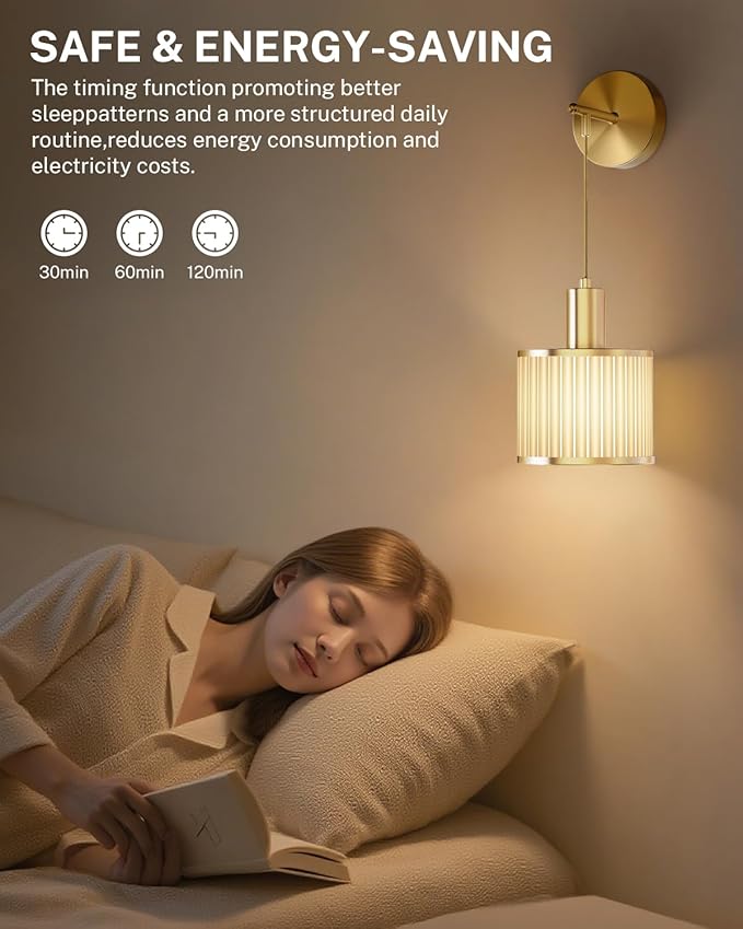 SAIMAND Battery Operated Wall Sconce Set of 2, Wireless Rechargeable Wall Lights with Remote Control, 9 Colors Dimmable LED Lamps, Modern Cordless Sconces for Bedroom Living Room Hallway(Gold)