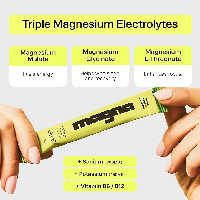 マグナ電解質パウダードリンクミックス 水分補給、エネルギー、集中力サポート マグネシウムL-トレオナート、ナトリウム、カリウム、ビタミンD、B6、B12配合 砂糖不使用 無香料 14回分