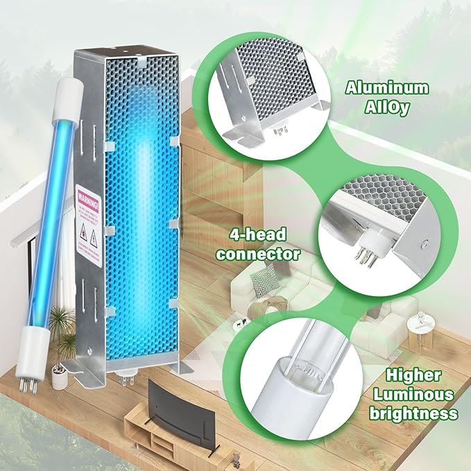 Air Scrubber Advanced Photocatalytic Oxidation (PCO) 9 Inch Replacement Cell and Üν Bulb, Ozone Free Suitable for ActivTek InDuct 2000, A1013A, A1013C, A1013P, A1013Q, A1013U, 1 Pack