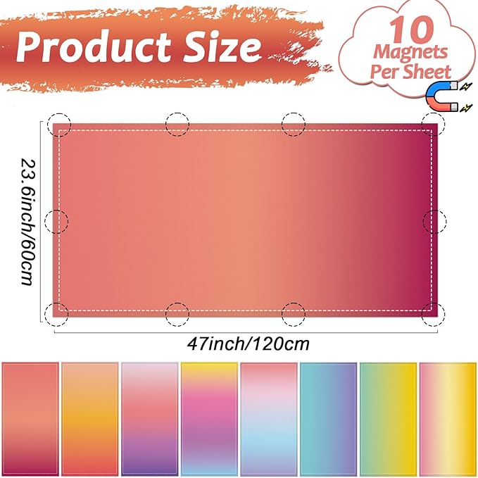 8 Pack Fluorescent Light Covers with 80 Magnets Decorative for Classroom Ceiling Light 4 x 2 Feet Magnetic Lights Covers Filter Easy Install for Office School Hospitals Drop Ceiling Supplies(Gradient)