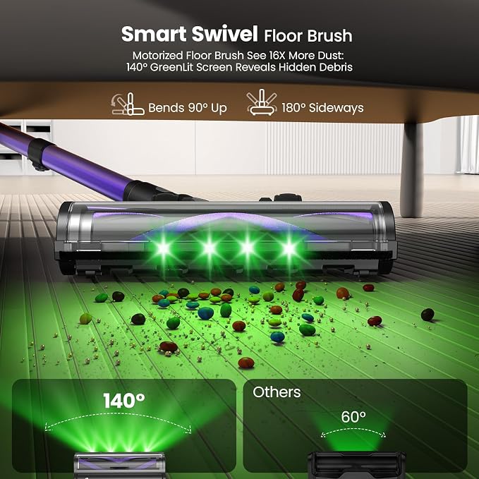 Cordless Vacuum Cleaner,75Min Runtime,600W 65KPA Dual Motor Pet Hair Vacuum for Home with AI Auto Suction,Stick Vacuums with Self-Standing Design,for Carpet,Hardwood Floors,Gift Ideas for Her