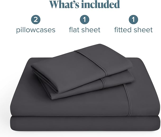 Bare Home Short Queen Sheet Set - 1800 Ultra-Soft Microfiber Bed Sheets - Double Brushed - Deep Pockets - Easy Fit - 4 Piece Set - Bedding Sheets & Pillowcases (Short Queen, Forged Iron Grey)