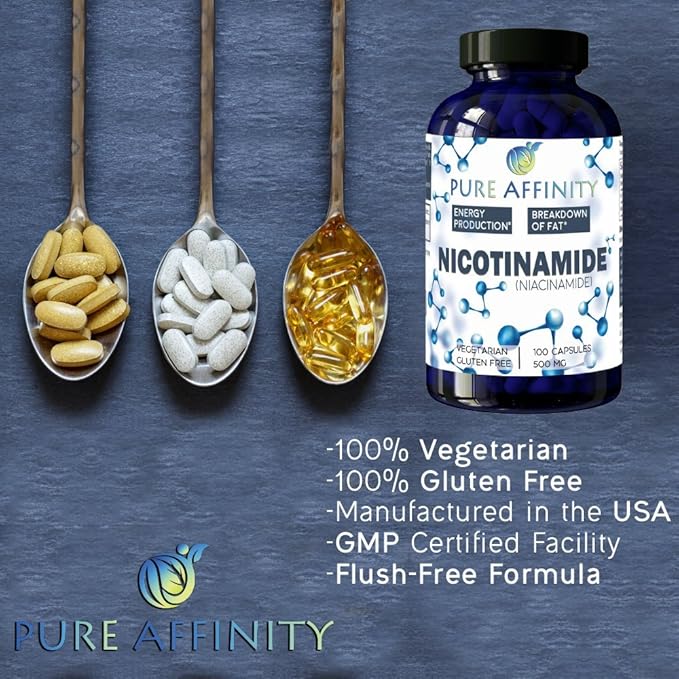 200 capsules ! B3 Nicotinamide 500 mg de niacine efficace sans rougeur. Stimulant énergétique, régénérateur cellulaire, soutient le déclin cognitif, anti-âge et aide à décomposer les glucides et les graisses (200 unités)